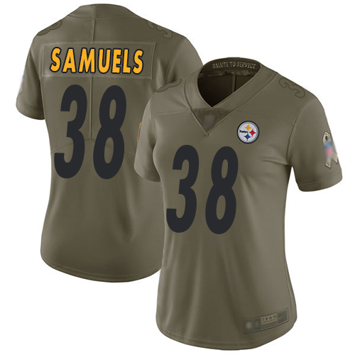 Women Pittsburgh Steelers Football #38 Limited Olive Jaylen Samuels 2017 Salute to Service Nike NFL Jersey